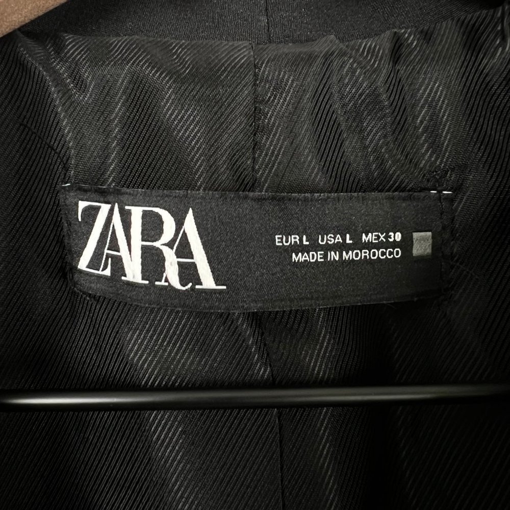 Zara Double Breasted Long Blazer Coat Jacket Mini Dress Trench Peacoat Oversized - Picture 6 of 14